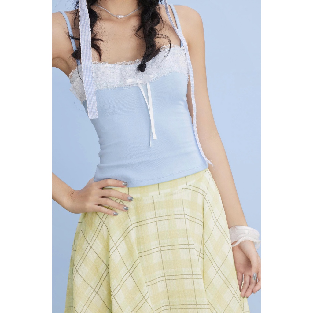 Áo Nữ HICLES Hai Dây Mùa Hè Phối Ren Dễ Thương SECODEE