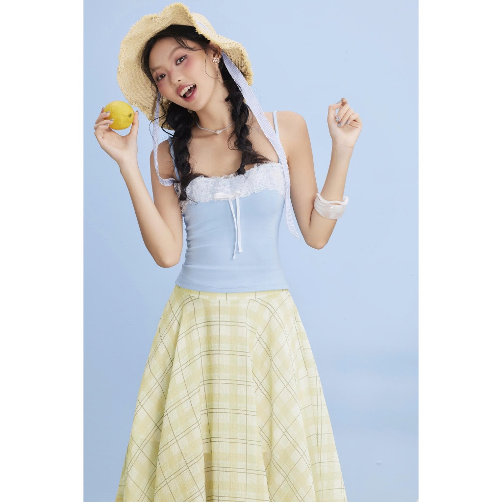 Áo Nữ HICLES Hai Dây Mùa Hè Phối Ren Dễ Thương SECODEE