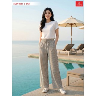 6QDT18 Quần nữ CARDINA chất liệu thô, đũi kẻ kiểu dáng suông thoải mái phong cách trẻ trung năng động - 5QDT27