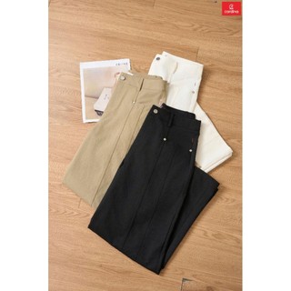 (Sẵn) 6QDT14 Quần dài nữ CARDINA chất liệu kaki dáng suông cạp cao túi chéo gân trước