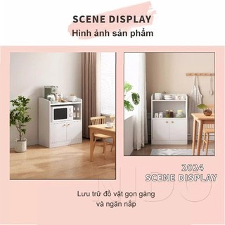 Nido Tủ Bếp Tủ Đựng Đồ Gỗ MDF 12mm Dán Cạnh, Kệ Lò Vi Sóng Nhiều Ngăn 120cm Hiện Đại Cho Nhà Bếp