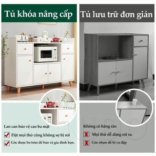 Nido Tủ Bếp Tủ Đựng Đồ Gỗ MDF 12mm Dán Cạnh, Kệ Lò Vi Sóng Nhiều Ngăn 120cm Hiện Đại Cho Nhà Bếp