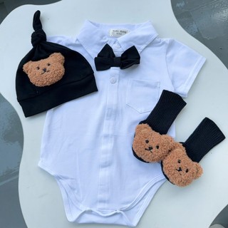 Body suit công tử đính nơ bé trai 4-11kg. Body công tử đầy tháng, thôi nôi bé trai. Dino Kids