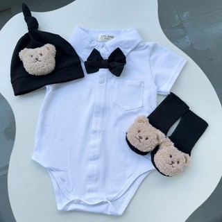 Body suit công tử đính nơ bé trai 4-11kg. Body công tử đầy tháng, thôi nôi bé trai. Dino Kids