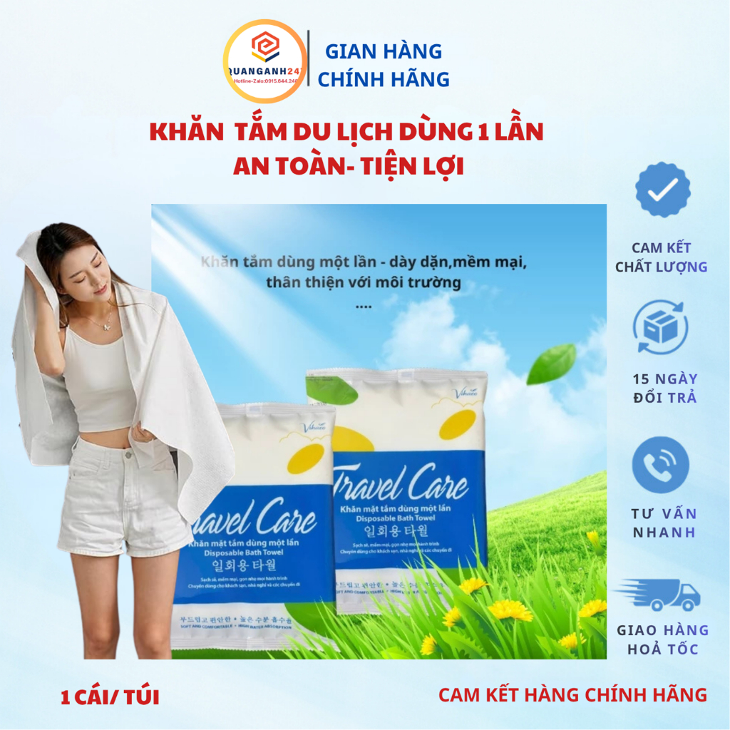 Combo 3 khăn tắm du lịch dạng nén cao cấp Tulips kích thước 70x140cm, mềm mại, an toàn, kháng khuẩn tự nhiên