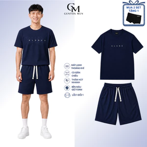 Bộ Quần Áo Nam Dập Nổi Tay Ngắn Chất Tổ Ong Quần Chun Co Giãn Thấm Hút, Basic BHN93- Xanh than