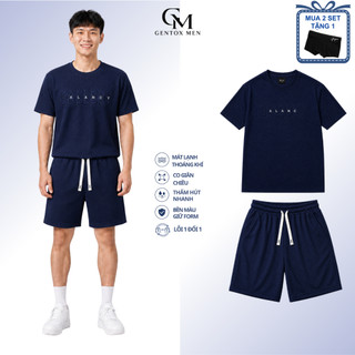 Bộ Quần Áo Nam Dập Nổi Tay Ngắn Chất Tổ Ong Quần Chun Co Giãn Thấm Hút, Basic BHN93- Xanh than