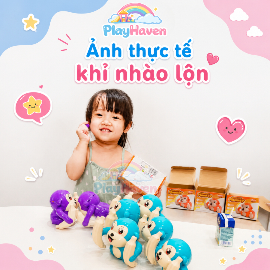 Đồ chơi khỉ nhào lộn cho bé 0–5 tuổi | Phát nhạc, chạy pin, nhựa ABS
