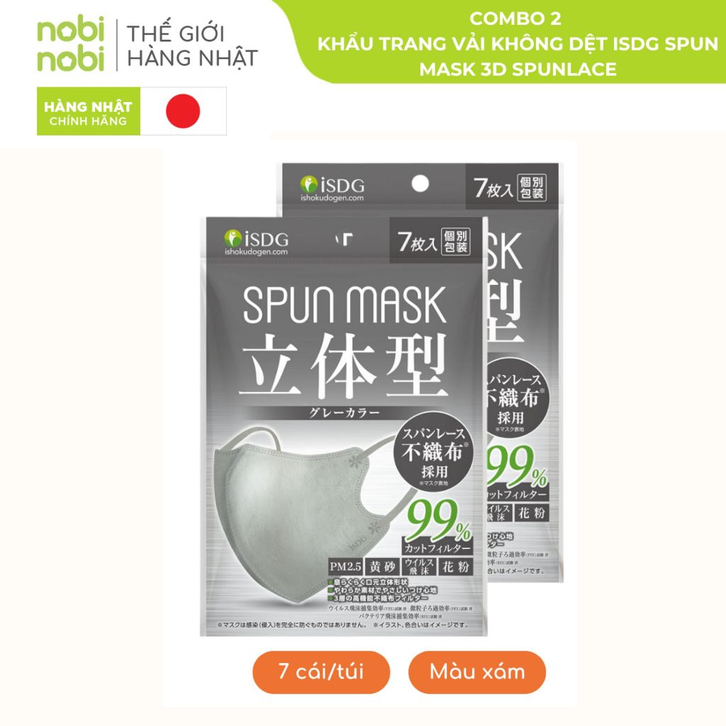 [COMBO 2 túi] khẩu trang iSDG kháng khuẩn ngăn bụi mịn màu sắc đa dạng quai đeo mềm mại (túi 7/cái)
