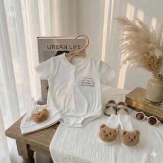 Set body kèm nón và tất cho bé trai, bé gái 4-10kg. Bodysuit gấu tăm lạnh cho bé sơ sinh. Dino Kids
