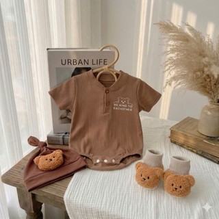 Set body kèm nón và tất cho bé trai, bé gái 4-10kg. Bodysuit gấu tăm lạnh cho bé sơ sinh. Dino Kids