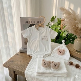 Set body kèm nón và tất cho bé trai, bé gái 4-10kg. Bodysuit gấu tăm lạnh cho bé sơ sinh. Dino Kids