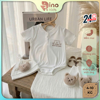 Set body kèm nón và tất cho bé trai, bé gái 4-10kg. Bodysuit gấu tăm lạnh cho bé sơ sinh. Dino Kids