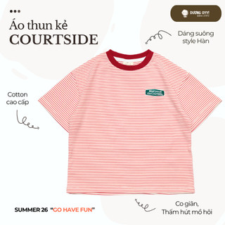 SS26 Áo thun kẻ trẻ em cotton dẻo MEET U size 14-38KG dáng suông style Hàn Quốc | Dương Oyy D010426238