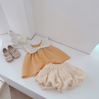 Quần áo trẻ em, Set thô vàng cổ nơ bé gái 9-26kg S2142 Tiểu Yến KID