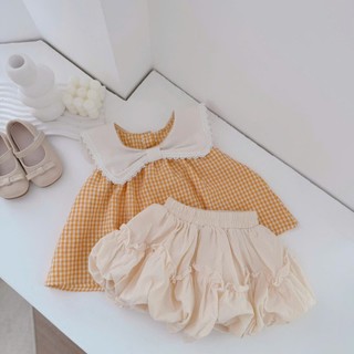 Quần áo trẻ em, Set thô vàng cổ nơ bé gái 9-26kg S2142 Tiểu Yến KID