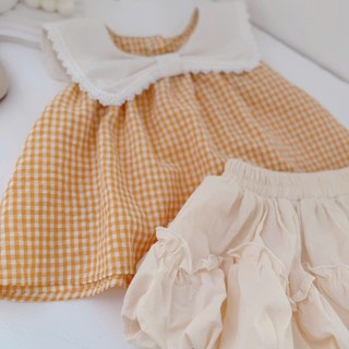 Quần áo trẻ em, Set thô vàng cổ nơ bé gái 9-26kg S2142 Tiểu Yến KID