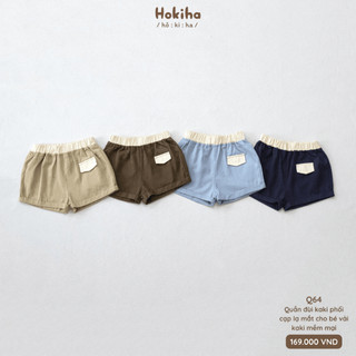 Quần Đùi Kaki Phối Cạp Cho Bé Trai Bé Gái Hokiha Vải Mềm Mại, Co Giãn Thoải Mái Size Từ 8-17kg Q64