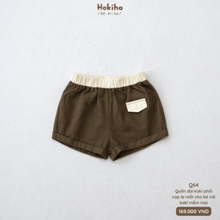 Quần Đùi Kaki Phối Cạp Cho Bé Trai Bé Gái Hokiha Vải Mềm Mại, Co Giãn Thoải Mái Size Từ 8-17kg Q64