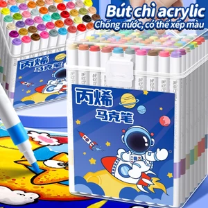 Bộ bút lông Acrylic cao cấp 80 màu đầu mềm màu sắc rực rỡ không lem mực dễ rửa nước vẽ sáng tạo mọi bề mặt