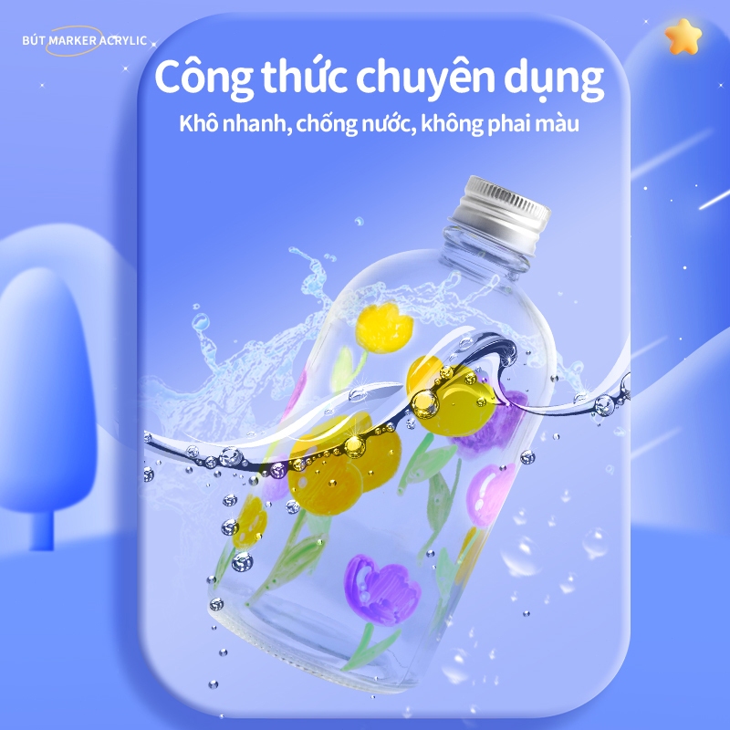 Bộ bút lông Acrylic cao cấp 80 màu đầu mềm màu sắc rực rỡ không lem mực dễ rửa nước vẽ sáng tạo mọi bề mặt