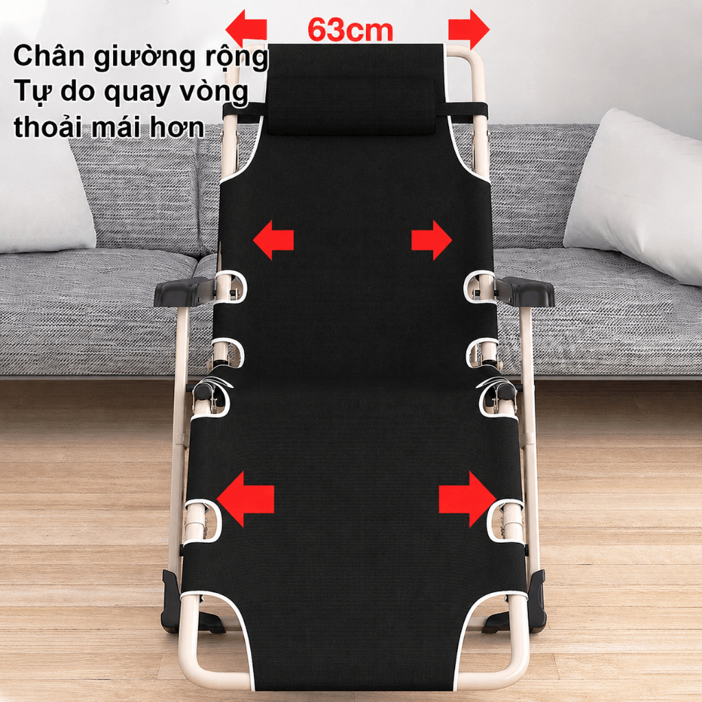 Ghế Thư Giãn Ghế Lười Ghế Bố Xếp Gấp Gọn 180° Kèm Nệm Cao Cấp Và Gối, Ghế Ngủ Trưa Văn Phòng Chịu Lực 200KG