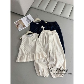 PHẠM THÙY SHOP: SET BỘ ÁO SÁT NÁCH HỌA TIẾT CHẤM BI MIX QUẦN DÀI BO ỐNG
