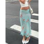 Chân Váy Midi Skirt Hoạ Tiết Hoa Màu Xanh Bích