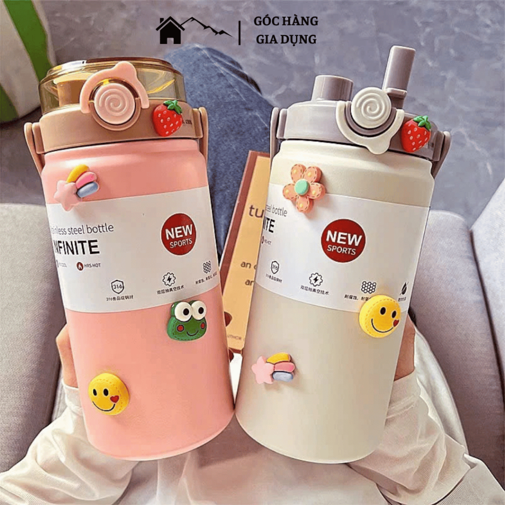 [Đơn 85k Nhận Quà] Bình giữ nhiệt inox 316 Boss1200ml giữ nhiệt lâu có quai xách, thiết kế đơn giản