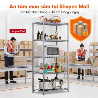Kệ để đồ Tấm thép cacbon dày Kệ Sắt 5 Tầng Kệ Nhà Bếp Đa năng