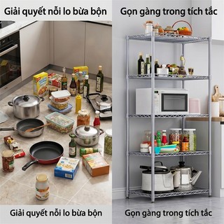 Kệ để đồ Tấm thép cacbon dày Kệ Sắt 5 Tầng Kệ Nhà Bếp Đa năng