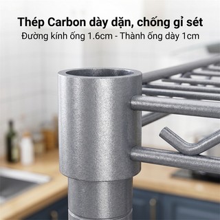Kệ để đồ Tấm thép cacbon dày Kệ Sắt 5 Tầng Kệ Nhà Bếp Đa năng