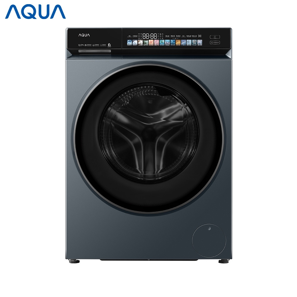 Máy giặt sấy lồng ngang AQUA Inverter giặt 12kg - sấy 7kg AWD12-BD4377U1L(GN) - Bảo hành 2 năm - Freeship toàn quốc