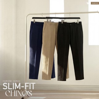 Quần khaki dài SLIMFIT CHINOS TORANO túi chéo basic slimfit thêu logo sườn mềm mịn, co dãn nhẹ và tôn dáng GABK502