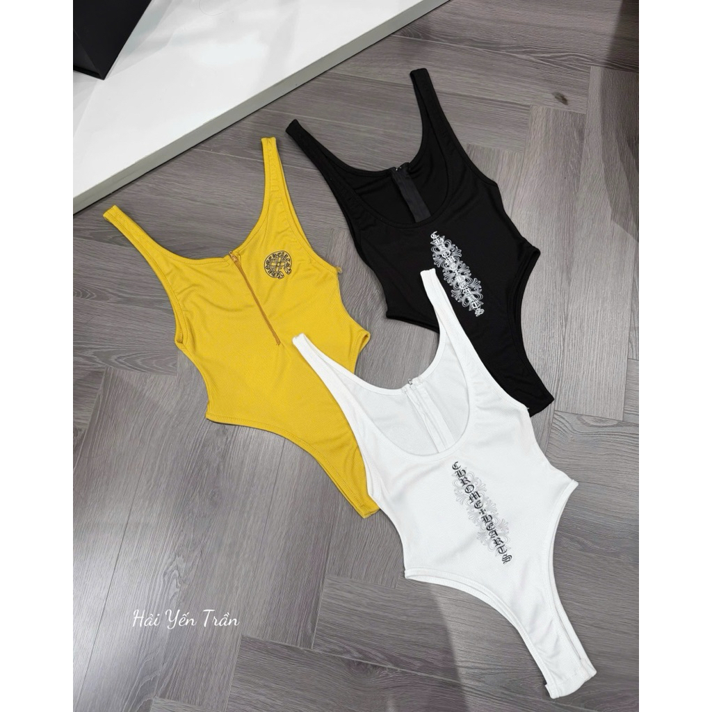 Áo body suit phối khoá in hình cá tính