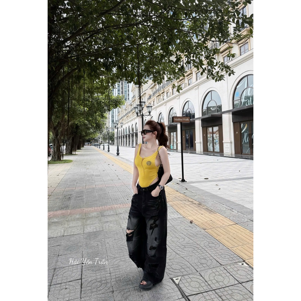 Áo body suits phối khoá hoạ tiết mix đồ siu chất