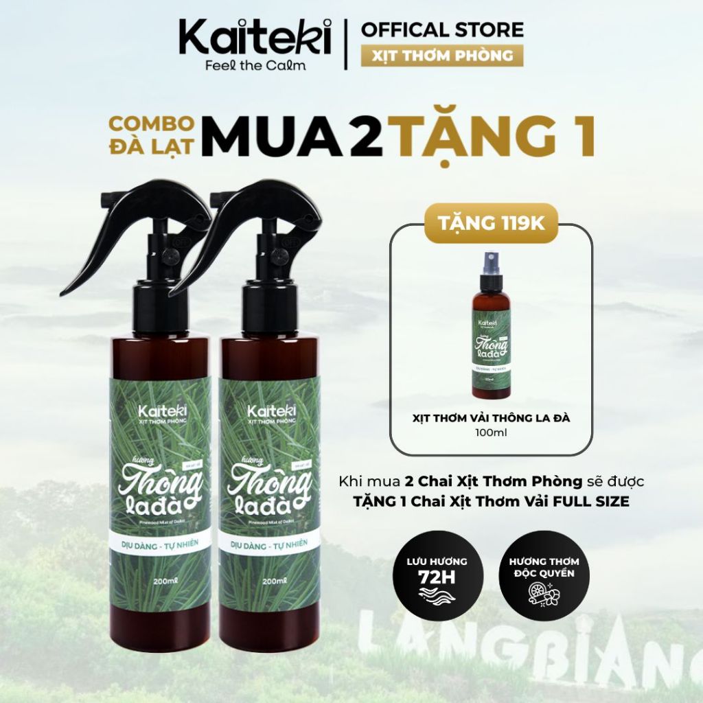 Xịt Thơm Phòng Kaiteki 200ml, Chai Xịt Phòng Thơm Lâu, Nước Hoa Phòng Cho Phòng Ngủ, Nhà Cửa, Ô Tô, Mua 2 Tặng 1