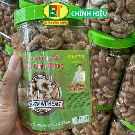 Hạt Điều Rang Muối vỏ lụa, Điều Bà Tám, Hạt dinh dưỡng size A cồ vỏ lụa hũ 500gr chính hiệu gia đình