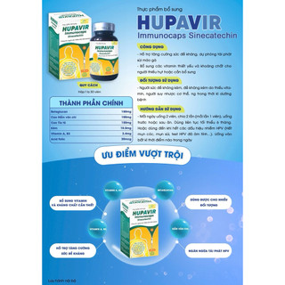 (Thêm size mới) Viên uống Hupavir Immunocaps tăng đề kháng hộp 30 viên- Hỗ trợ tăng đào thải hpv, sùi mào gà(che tên sp)