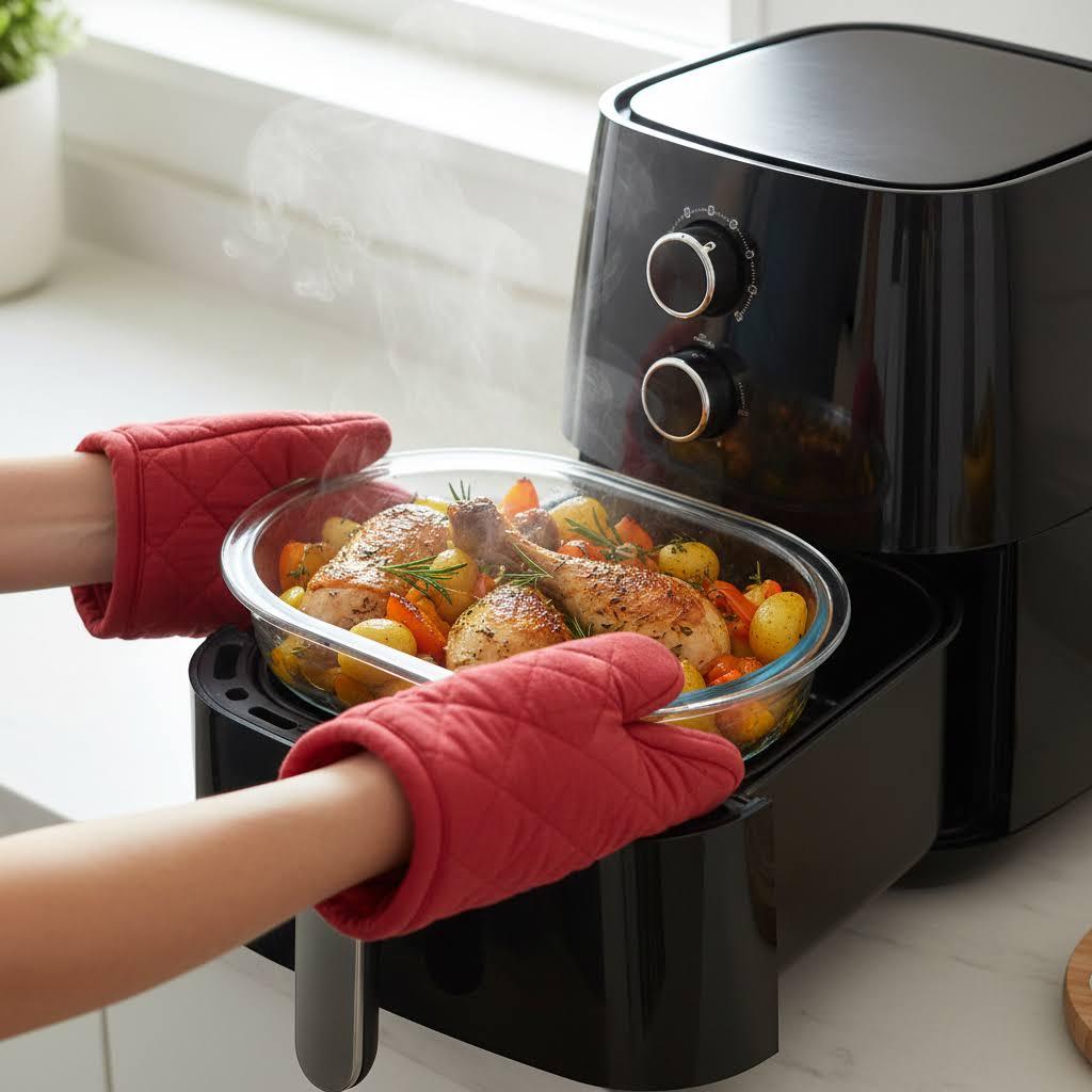 Khay nướng nồi chiên không dầu bầu dục thủy tinh cao cấp chịu nhiệt Pháp Arcuisine H-3610 19 x 14cm