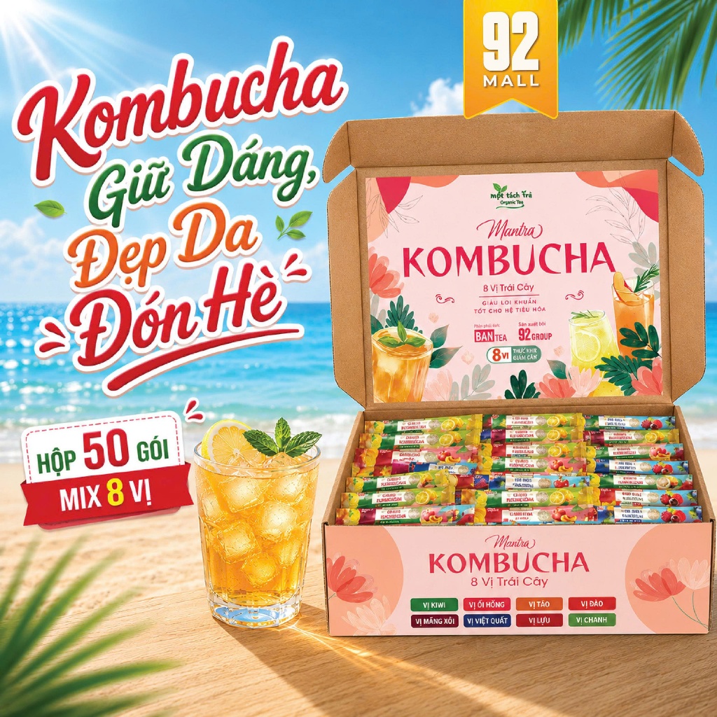 [BÁN CHẠY] Hộp Trà Kombucha Mix 8 Vị Bản F&B Hỗ Trợ Thâm Hụt Calo Đẹp Dáng Đẹp Da Giàu Lợi Khuẩn