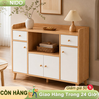 Nido Tủ Bếp Tủ Đựng Đồ Gỗ MDF 12mm Dán Cạnh, Kệ Lò Vi Sóng Nhiều Ngăn 120cm Hiện Đại Cho Nhà Bếp
