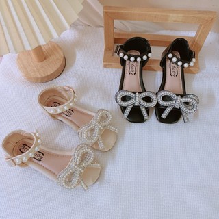Sz 21-35 Dép Quai Hậu Nơ Cánh Tiên, Nơ Đá Kim Sa Quai Ngọc Êm Chân Cho Bé Gái 2-7 Tuổi K070