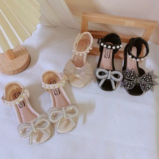 Sz 21-35 Dép Quai Hậu Nơ Cánh Tiên, Nơ Đá Kim Sa Quai Ngọc Êm Chân Cho Bé Gái 2-7 Tuổi K070
