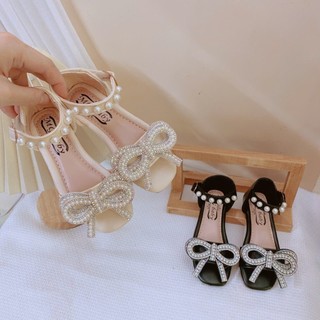 Sz 21-35 Dép Quai Hậu Nơ Cánh Tiên, Nơ Đá Kim Sa Quai Ngọc Êm Chân Cho Bé Gái 2-7 Tuổi K070