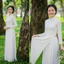 Áo dài trắng truyền thống cổ cao dài tay tà dài 4 tà không lộ Áo tân thời dáng ôm basic đi học nữ sinh T1602G