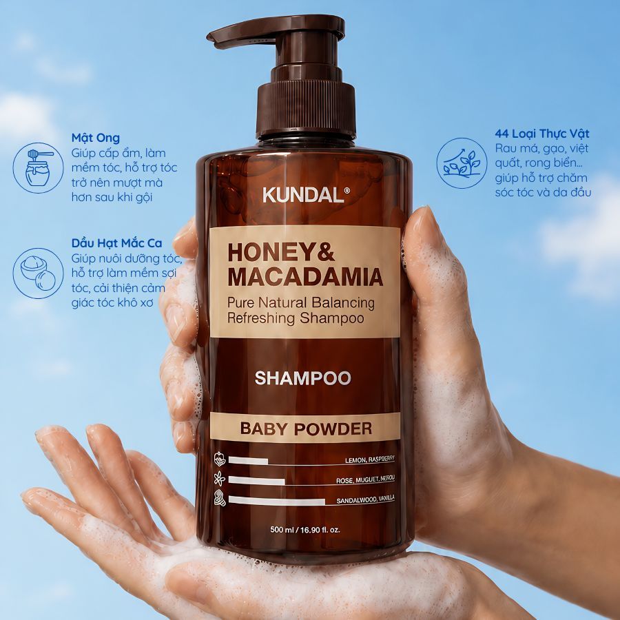 Dầu gội thiên nhiên KUNDAL HONEY & MACADAMIA SHAMPOO 500ml | DAMDAVN