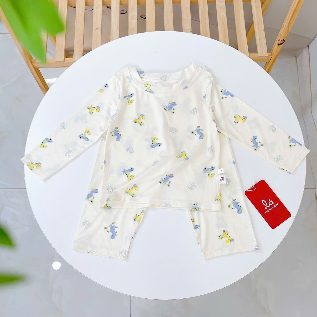 Bộ dài tay bé trai Lá Homewear TCL5, đồ ngủ bé trai vài tencel lycra mềm mỏng mát