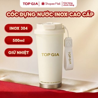 Bình giữ nhiệt Inox 304 cao cấp Top gia dung tích 500ml, giữ nóng lạnh, có dây deo tiện lợi