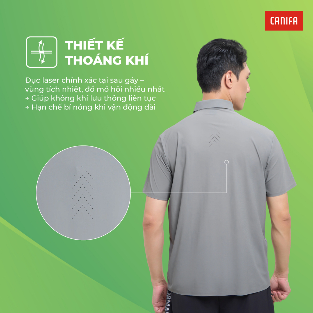 Áo polo active nam CANIFA cổ bẻ cộc tay chất liệu thoáng khí mịn mát 8TP26S002
